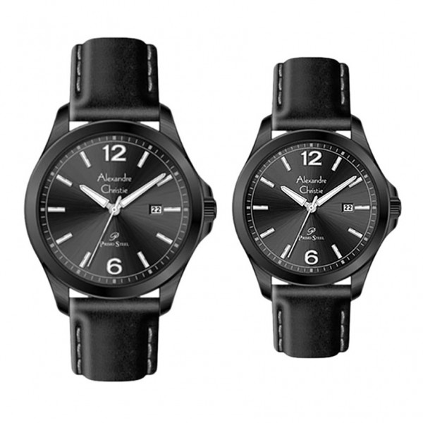 Alexandre Christie AC 1029 Full Black Couple Leather